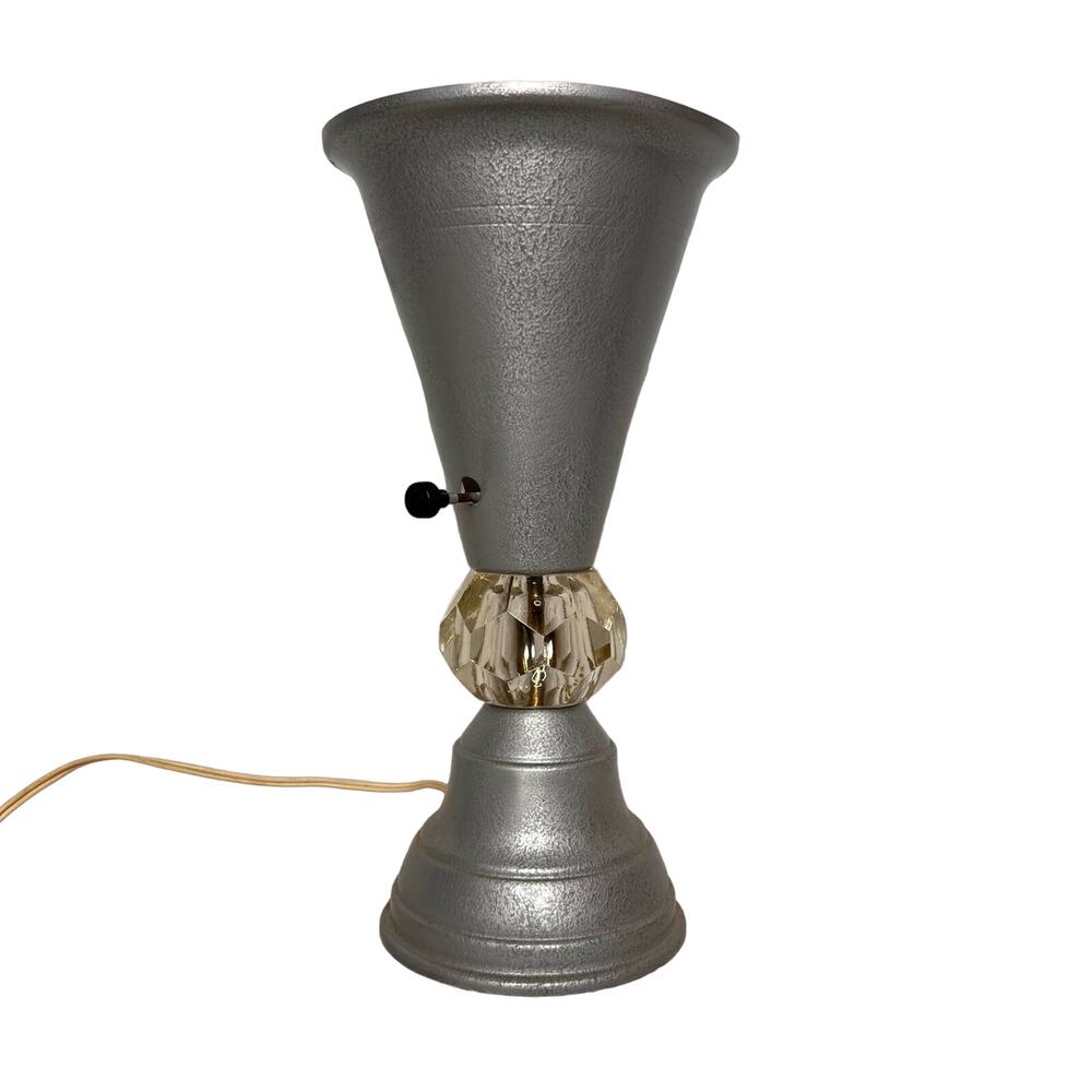 Vintage Art Deco Uplight Lamp Hammered Aluminum Torchiere Industrial MCM